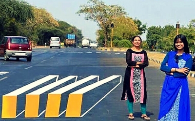 Indian artists and their 3-D crosswalk design